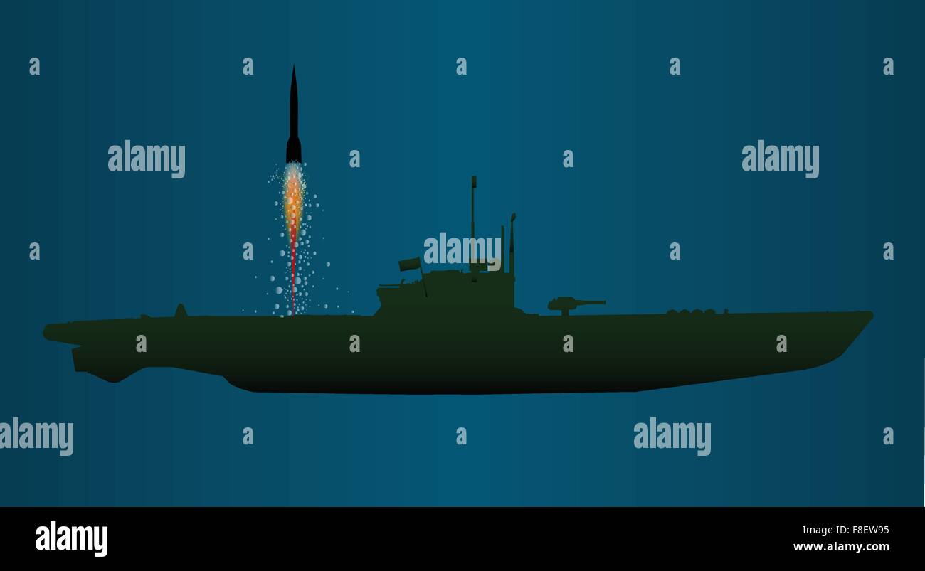 Un sous-marin submergé le lancement d'un missile Illustration de Vecteur