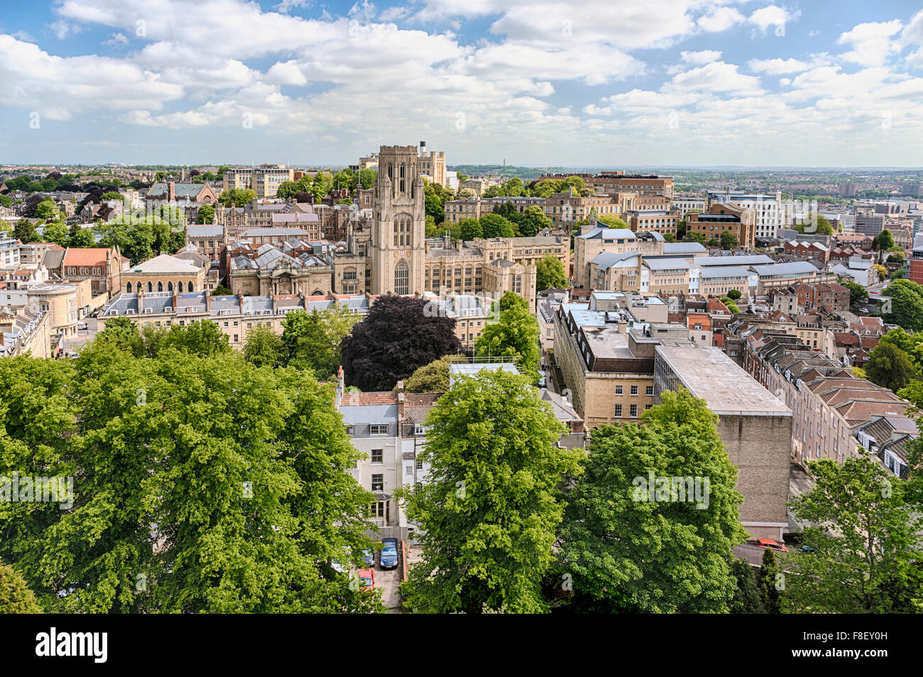 Université de Bristol vue de la Tour Cabot, Somerset, Angleterre, Royaume-Uni Banque D'Images