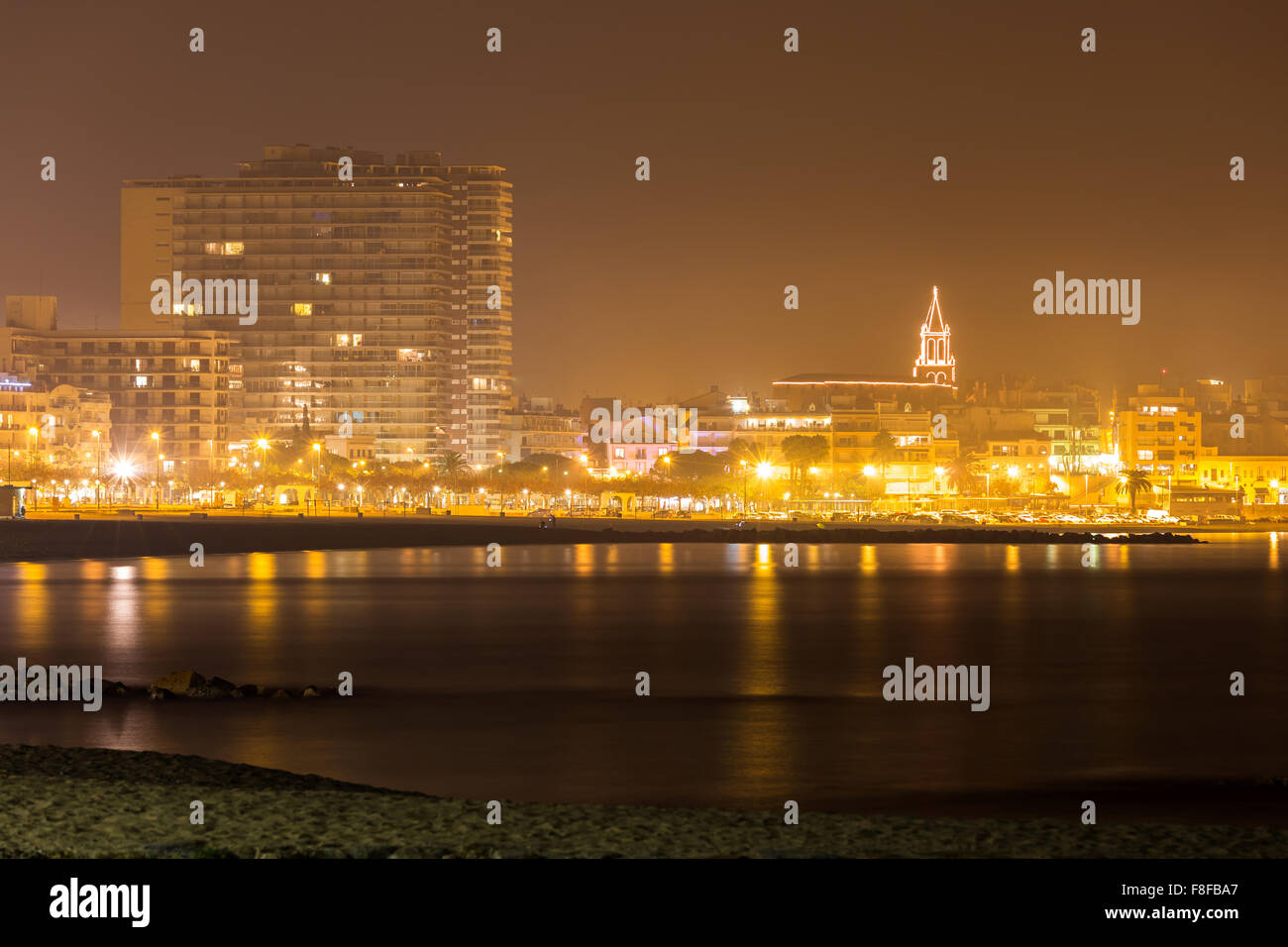 La nuit dans la Costa Brava, Palamos (Espagne) Banque D'Images