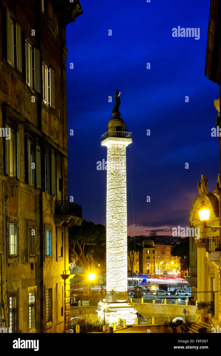 La colonne Trajane de Rome, Italie Banque D'Images