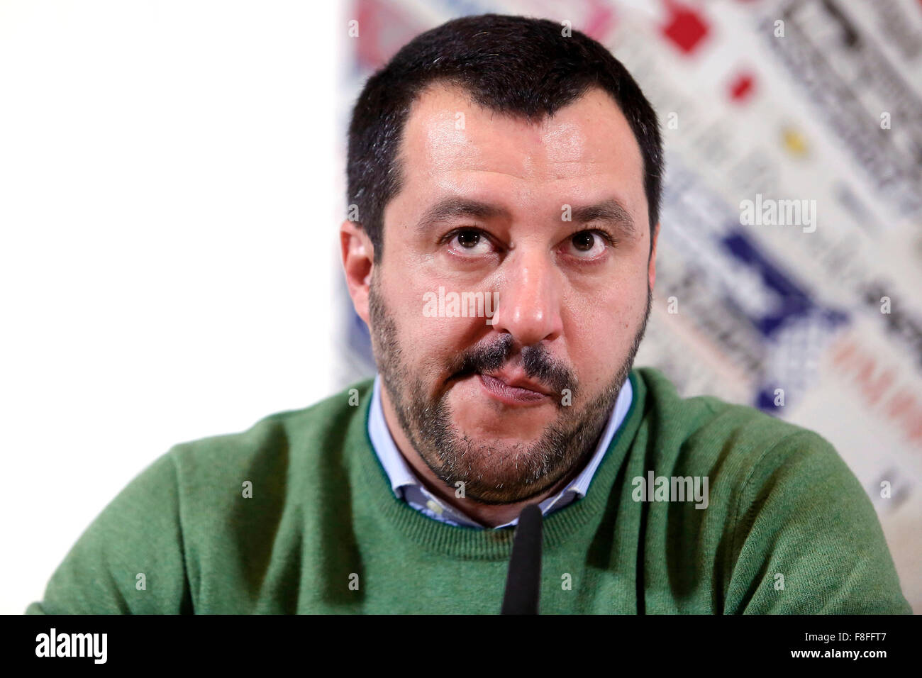 Rome, Italie. 9 Décembre, 2015. Matteo Salvini Roma 09-12-2015 Stampa Estera. Presentazione del libro 'Il metodo Salvini, contro l'Europa, contro l'immigrazione selvaggia, contro il politiquement correct". Présentation du livre "la méthode alvini, contre l'immigration sauvage, contre le politiquement correct". Crédit photo Samantha Zucchi Insidefoto : Insidefoto/Alamy Live News Banque D'Images