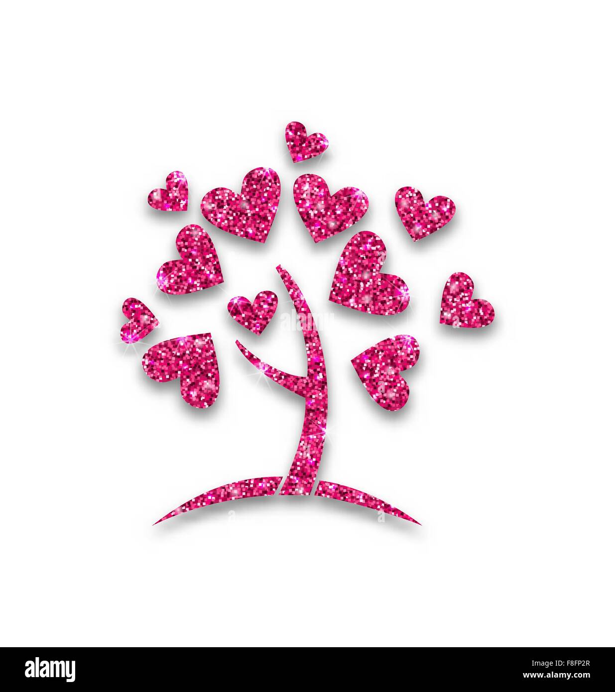 Concept de l'arbre avec les feuilles du Cœur brillant Illustration de Vecteur