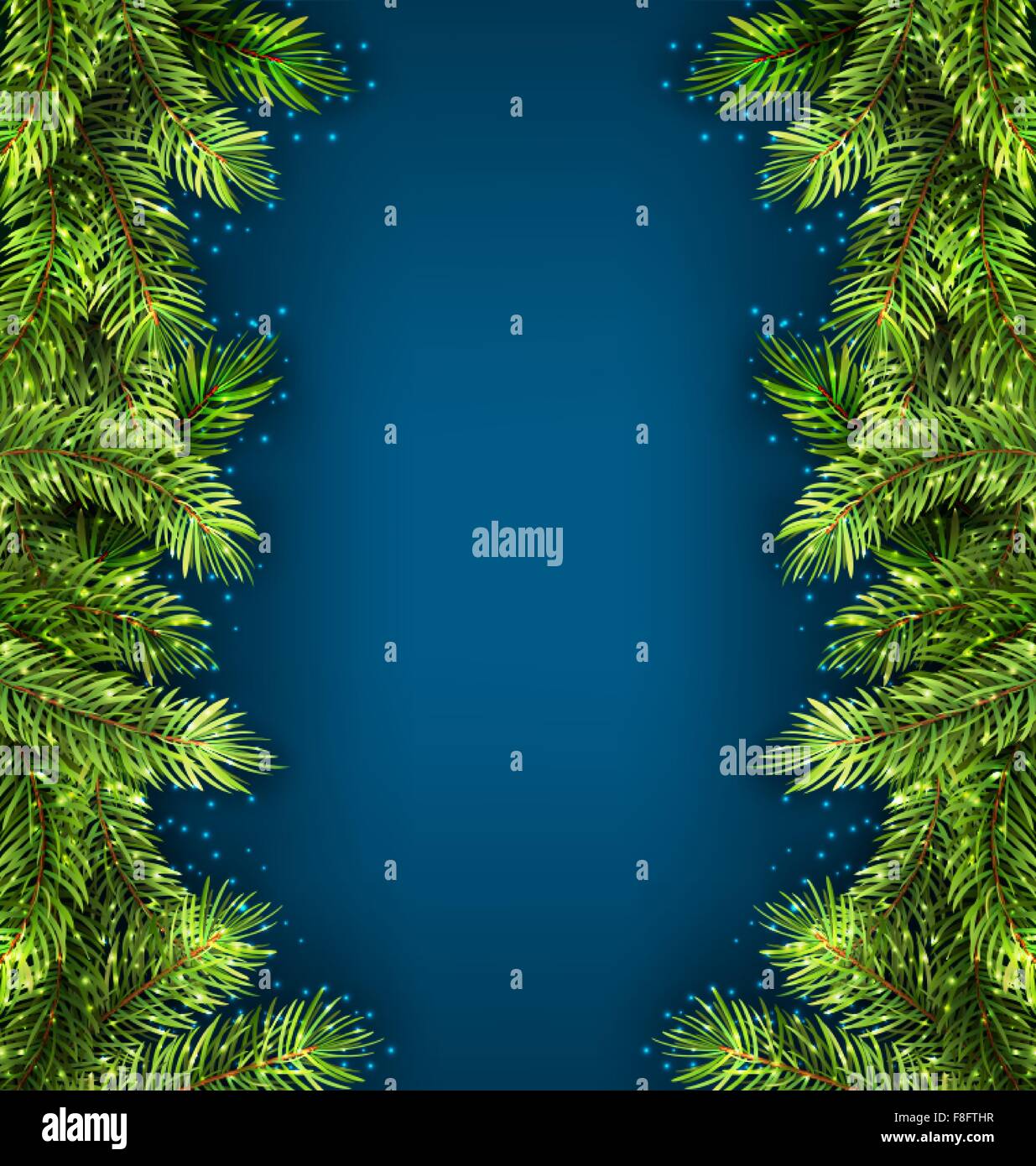 Cadre naturel avec de petites branches de sapin, de copie de l'espace pour votre texte Illustration de Vecteur