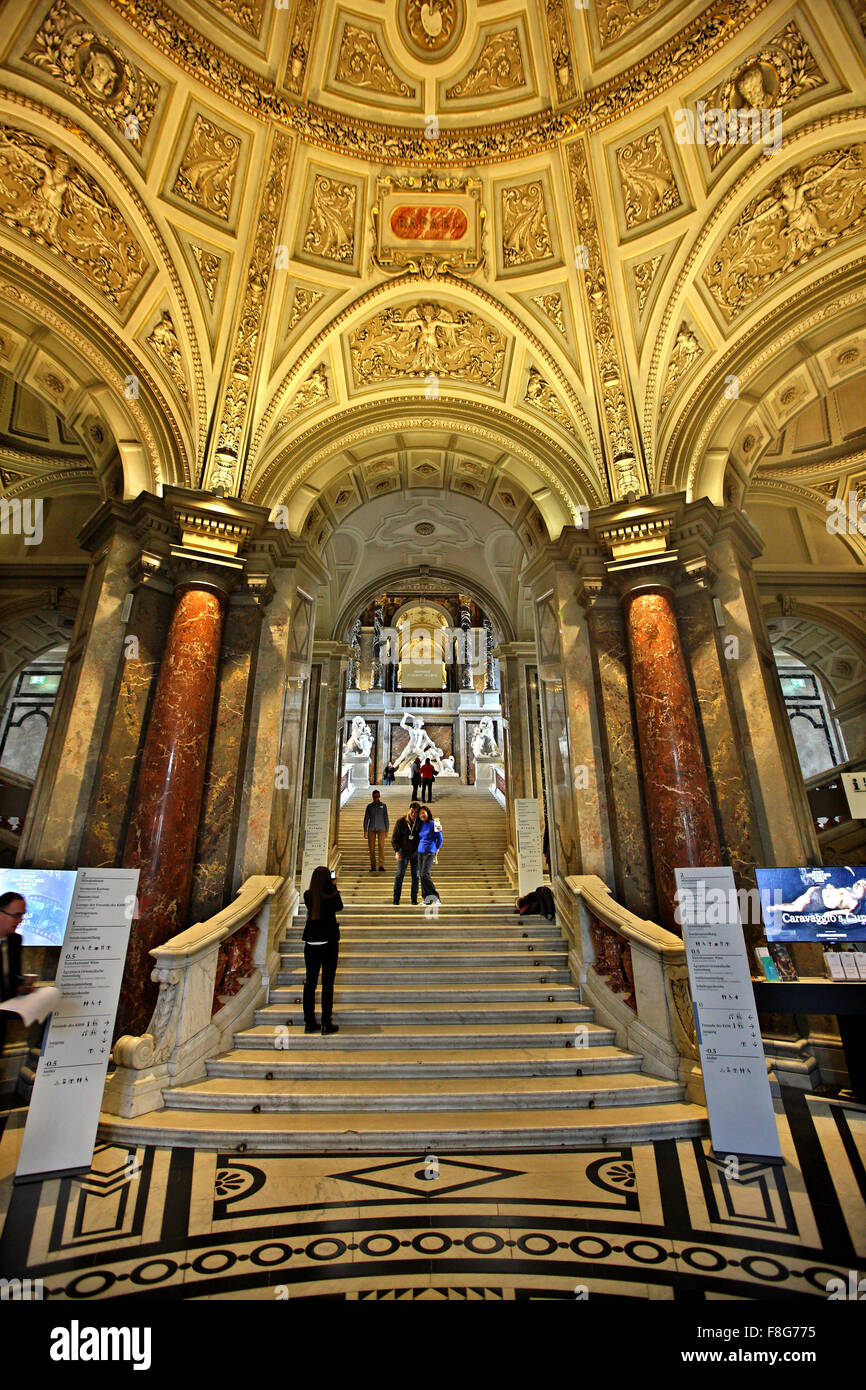 L'entrée impressionnante de l'histoire de l'Art museum ('Kunsthistorisches Museum'), Vienne, Autriche. Banque D'Images