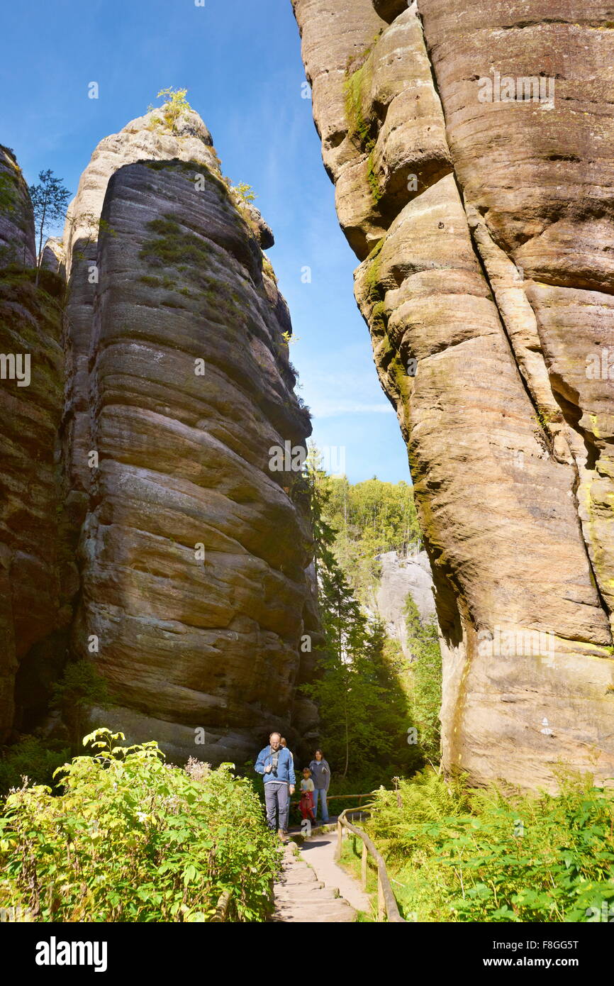 Sentier de randonnée, ville Rock Adrspach, Teplicke Rocks, République Tchèque Banque D'Images