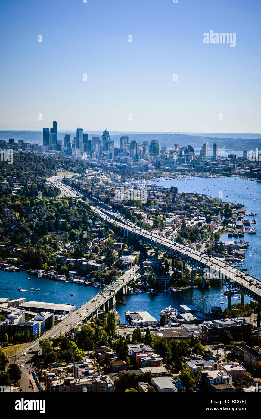 Vue aérienne de la ville de Seattle, Washington, United States Banque D'Images