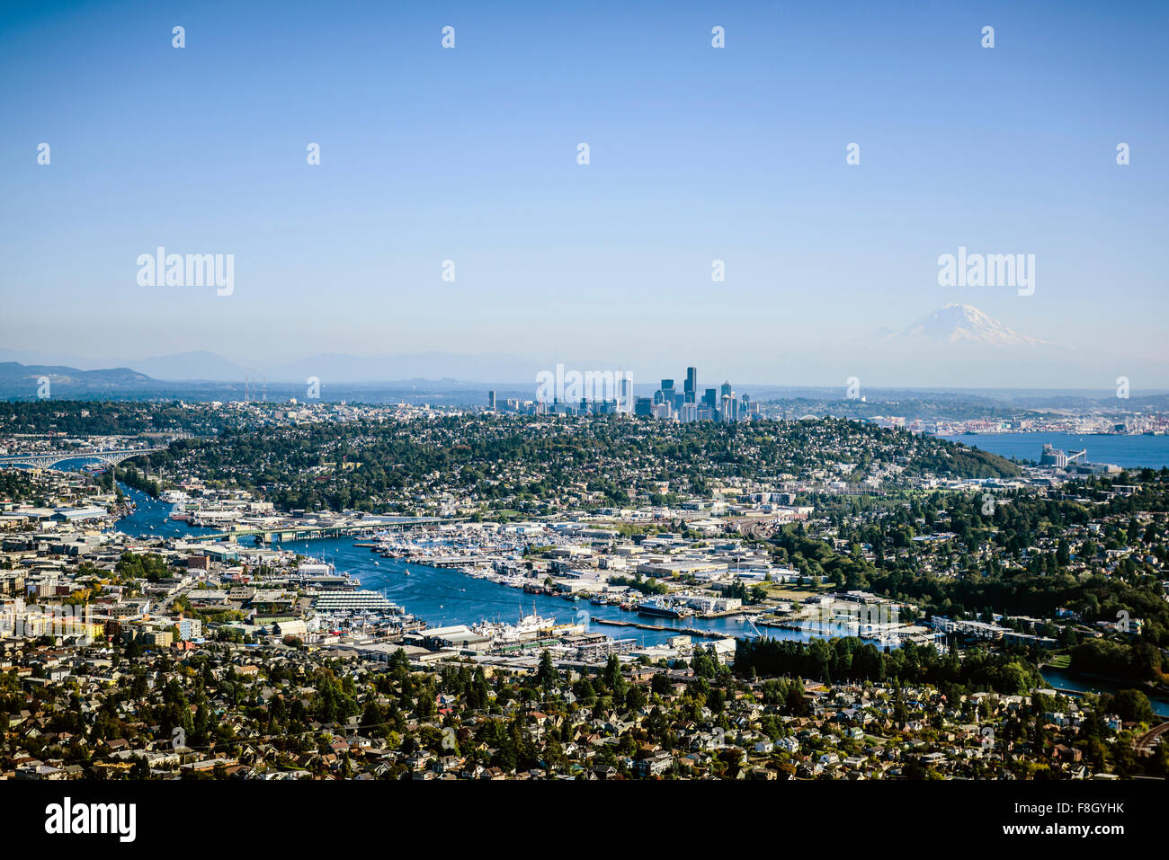 Vue aérienne de la ville de Seattle, Washington, United States Banque D'Images