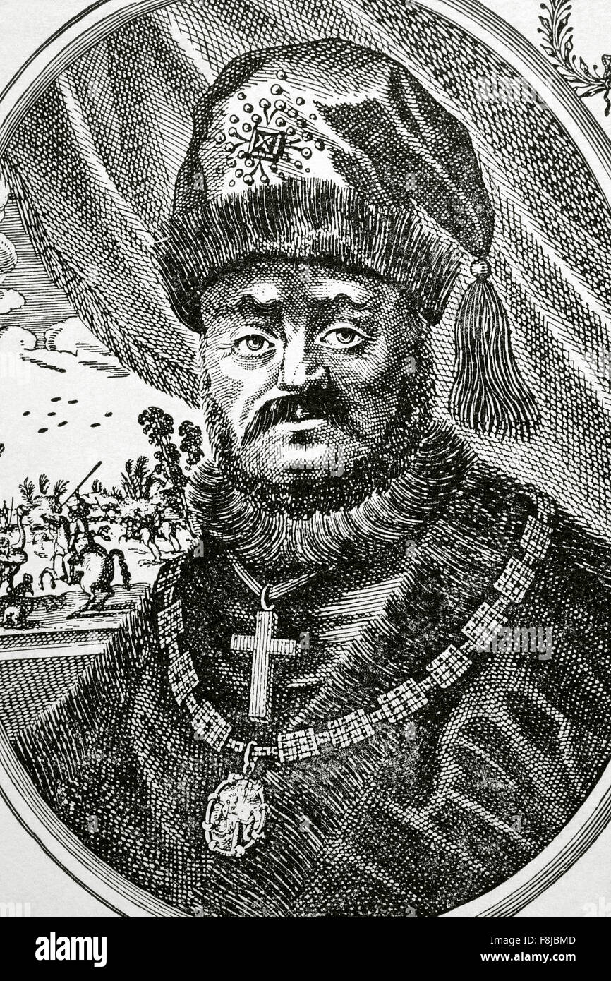 Michel I de Russie (1596-1645). Premier tsar russe de la maison des Romanov. Portrait. La gravure. 19e siècle. Banque D'Images