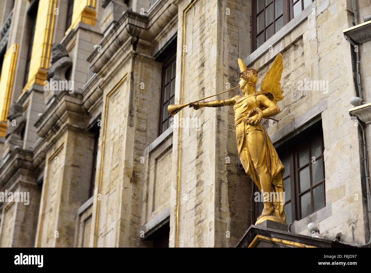 Détails de l'extérieur de l'établissement Le Roi de Baviere Guild Hall sur la Grand Place à Bruxelles, Belgique Banque D'Images