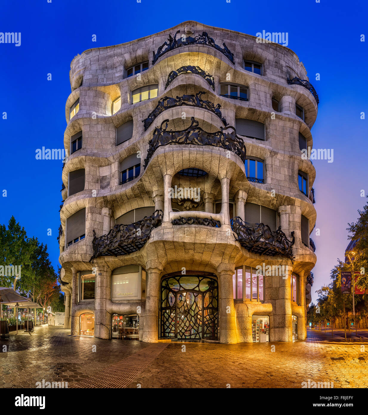Casa Mila, l'architecte Antonio Gaudi, Barcelone, Catalogne, Espagne Banque D'Images