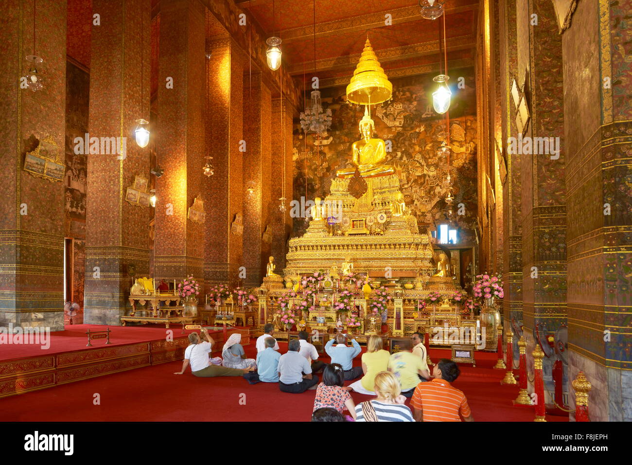 Thaïlande - Bangkok, Wat Phra Kaeo - Grand Palais Royal, Wat PoTemple Esmerald, Bouddha Banque D'Images