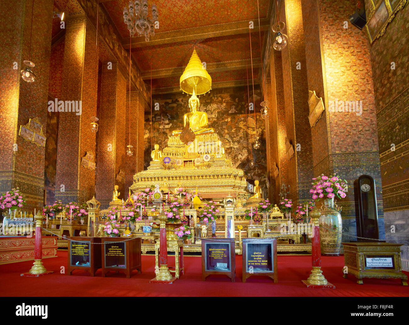 Thaïlande - Bangkok, Wat Phra Kaeo - Grand Palais Royal, Wat PoTemple Esmerald, Bouddha Banque D'Images