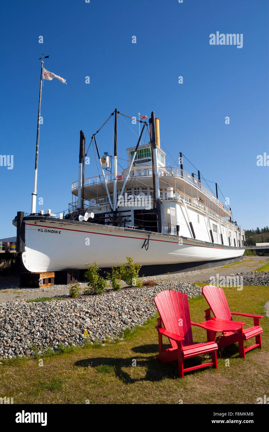 Le lieu historique national S.S. Klondike à aubes sur les rives du fleuve Yukon, Whitehorse, Territoire du Yukon, Canada Banque D'Images