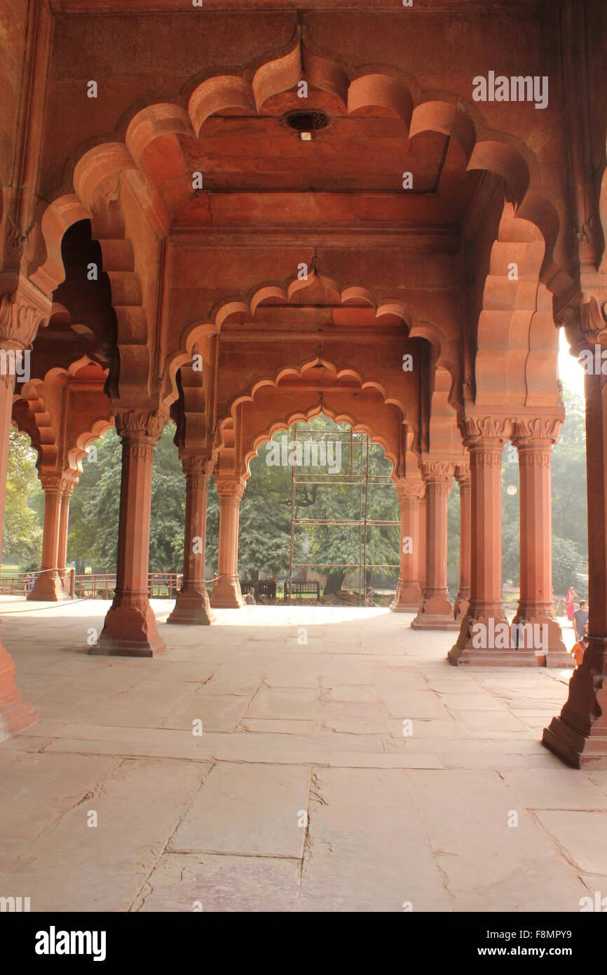 Old Delhi, Inde, le 25 novembre 2012 : Fort Rouge, du nom de son massif de murs de grès rouge, fut la résidence des Banque D'Images
