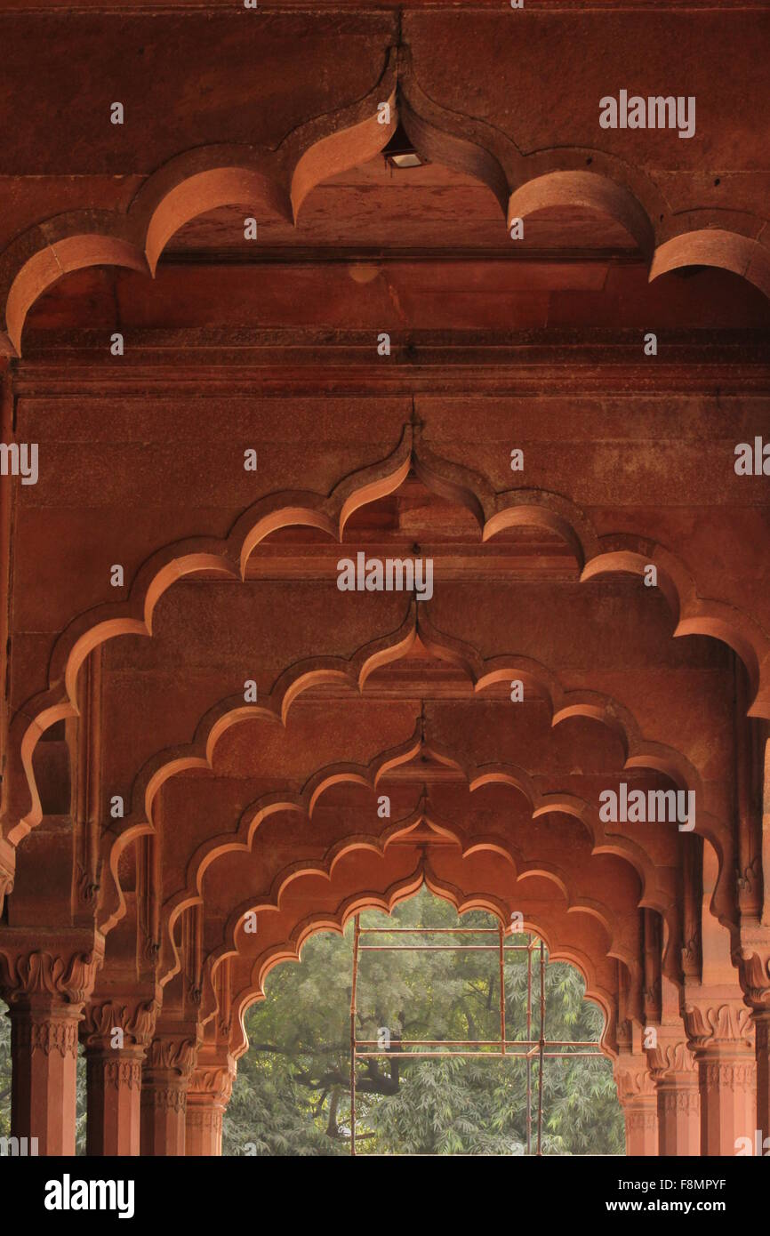 Old Delhi, Inde, le 25 novembre 2012 : Fort Rouge, du nom de son massif de murs de grès rouge, fut la résidence des Banque D'Images