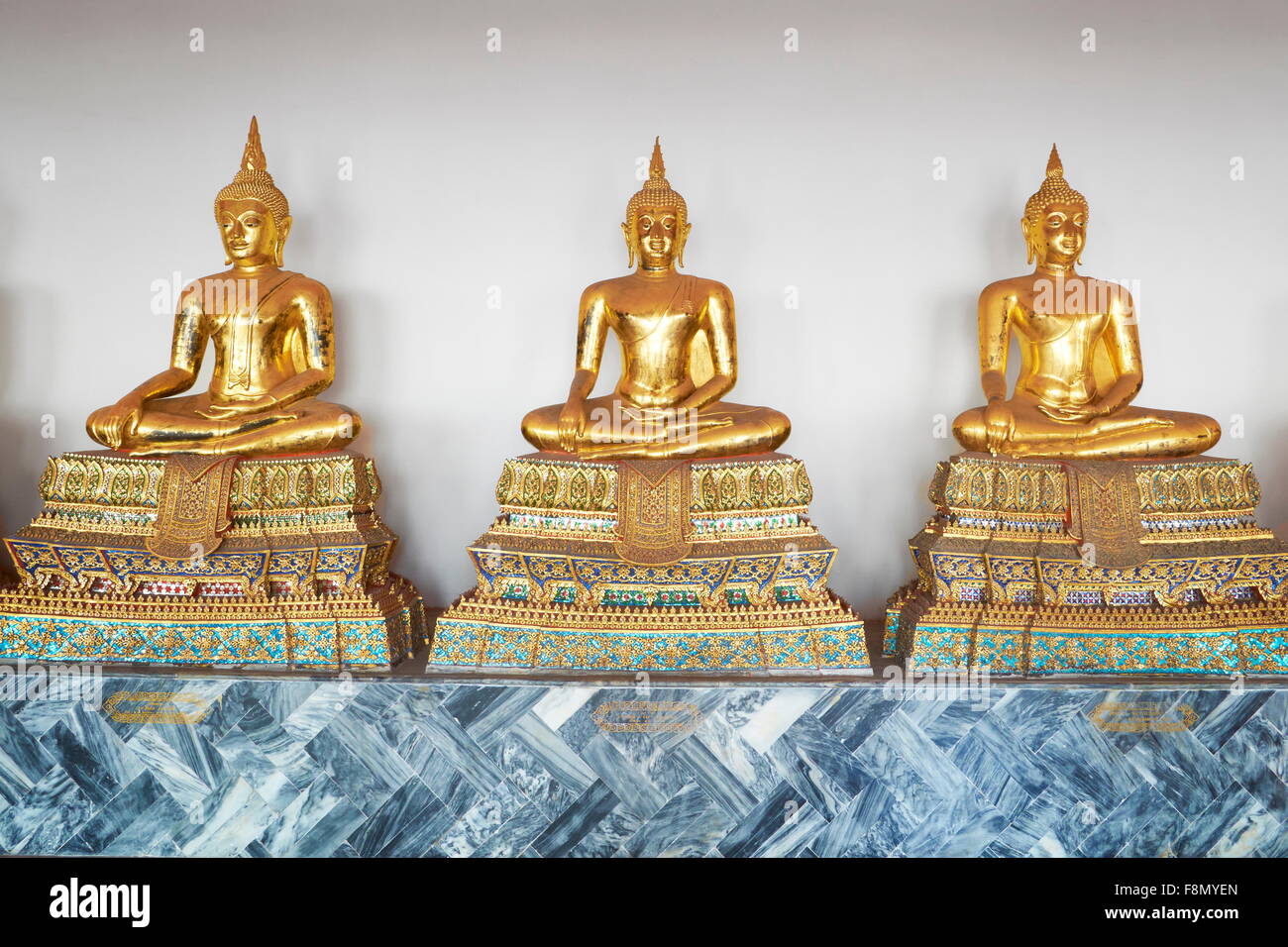 Temple Wat Phra Kaeo, Grand Palais, statues de Bouddha, Bangkok, Thaïlande Banque D'Images