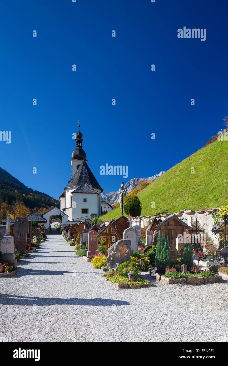 Eglise de Saint Sébastien à Ramsau, Berchtesgaden, en Bavière, Allemagne Banque D'Images