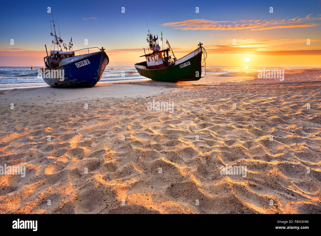 Paysage de la mer Baltique au lever du soleil, la Poméranie, Pologne Banque D'Images