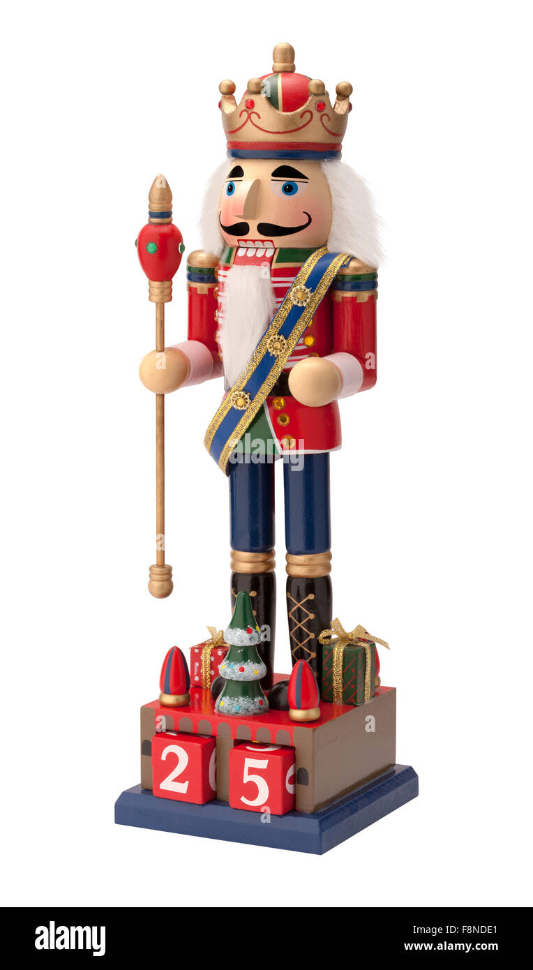 Noël Casse-Noisette Royale Antique tenant un sceptre Banque D'Images