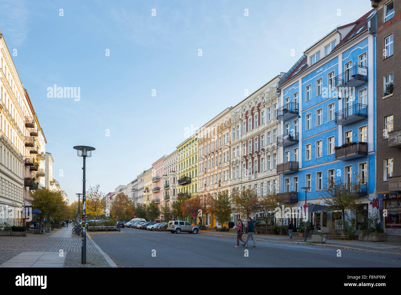 Oderberger Straße en bâtiments colorés Banque D'Images