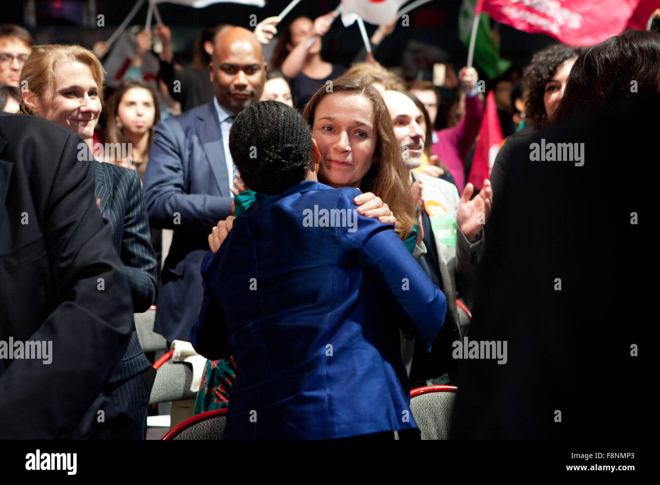 Créteil, France. 09Th Dec, 2015. Claude Bartolone, PS réunion politique de l'aile gauche française, CRETEIL, France, Christiane Taubira, Ministre de la Justice, France. Credit : Ania Freindorf/Alamy Live News Banque D'Images