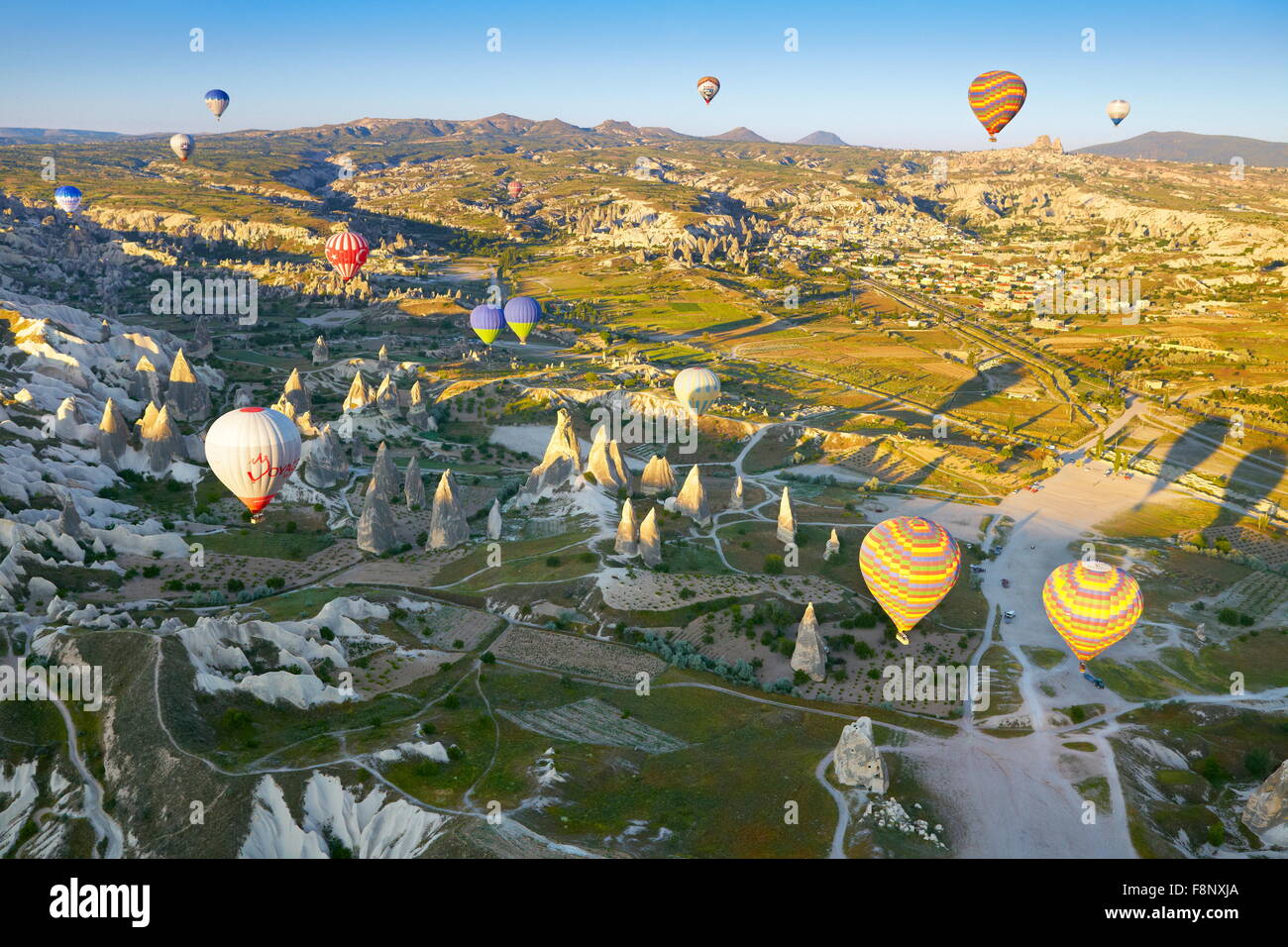 La Cappadoce - vue depuis le ballon autour de Nevsehir, Turquie, l'UNESCO Banque D'Images