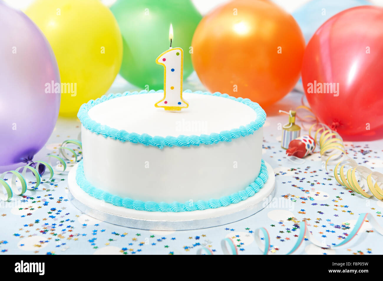 Cake célébrant le premier anniversaire de l'enfant Banque D'Images