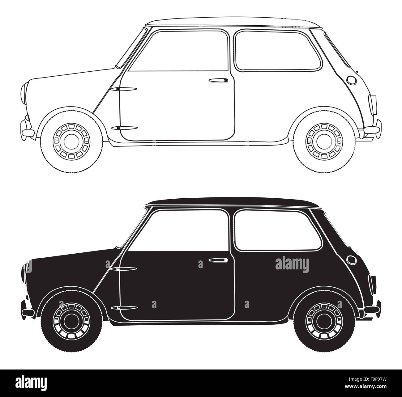 Petite voiture décrit isolé sur fond blanc Banque D'Images