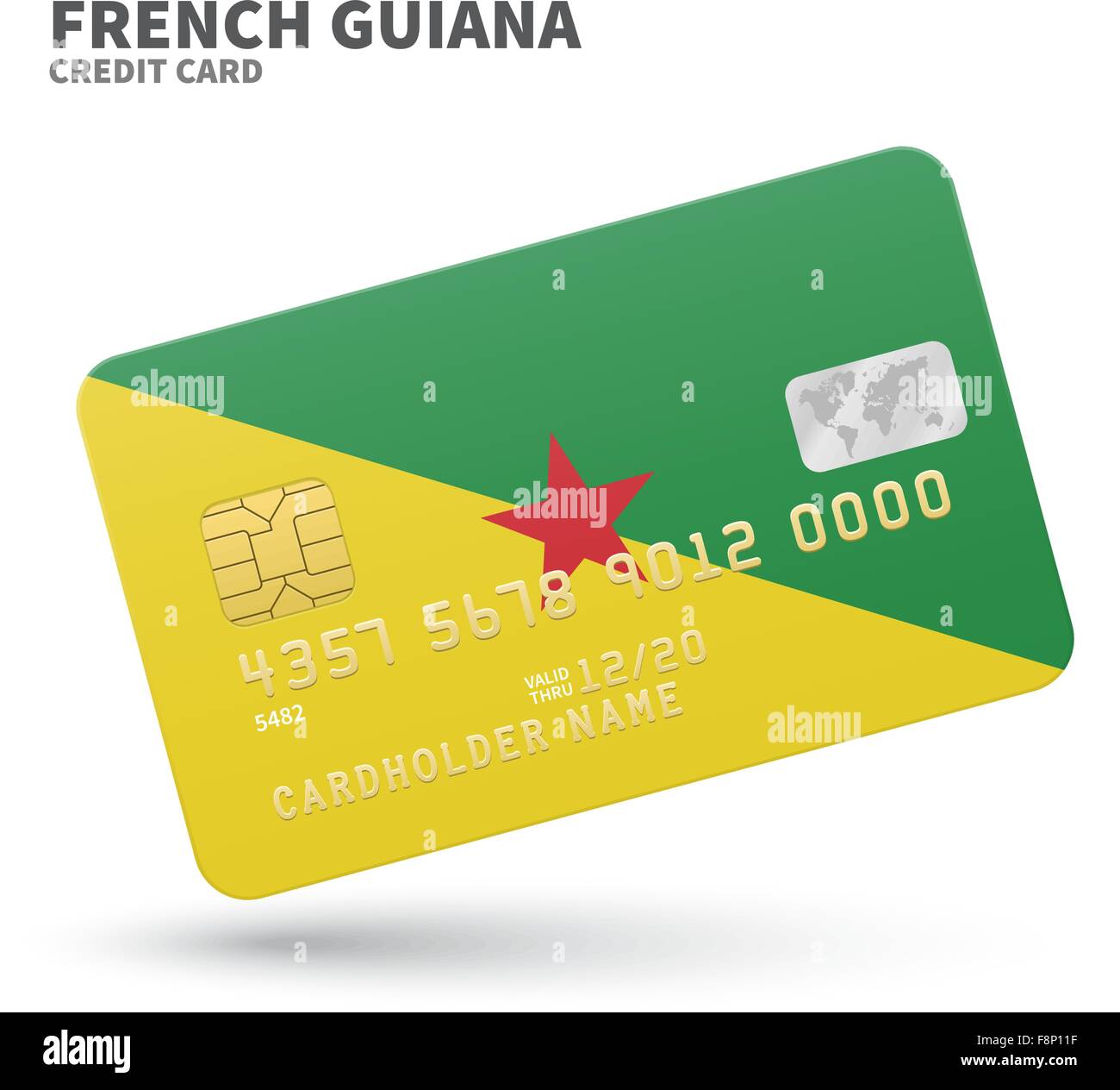 Carte de crédit avec drapeau Guyane pour arrière-plan, la banque d'affaires et des présentations. Isolated on white Illustration de Vecteur