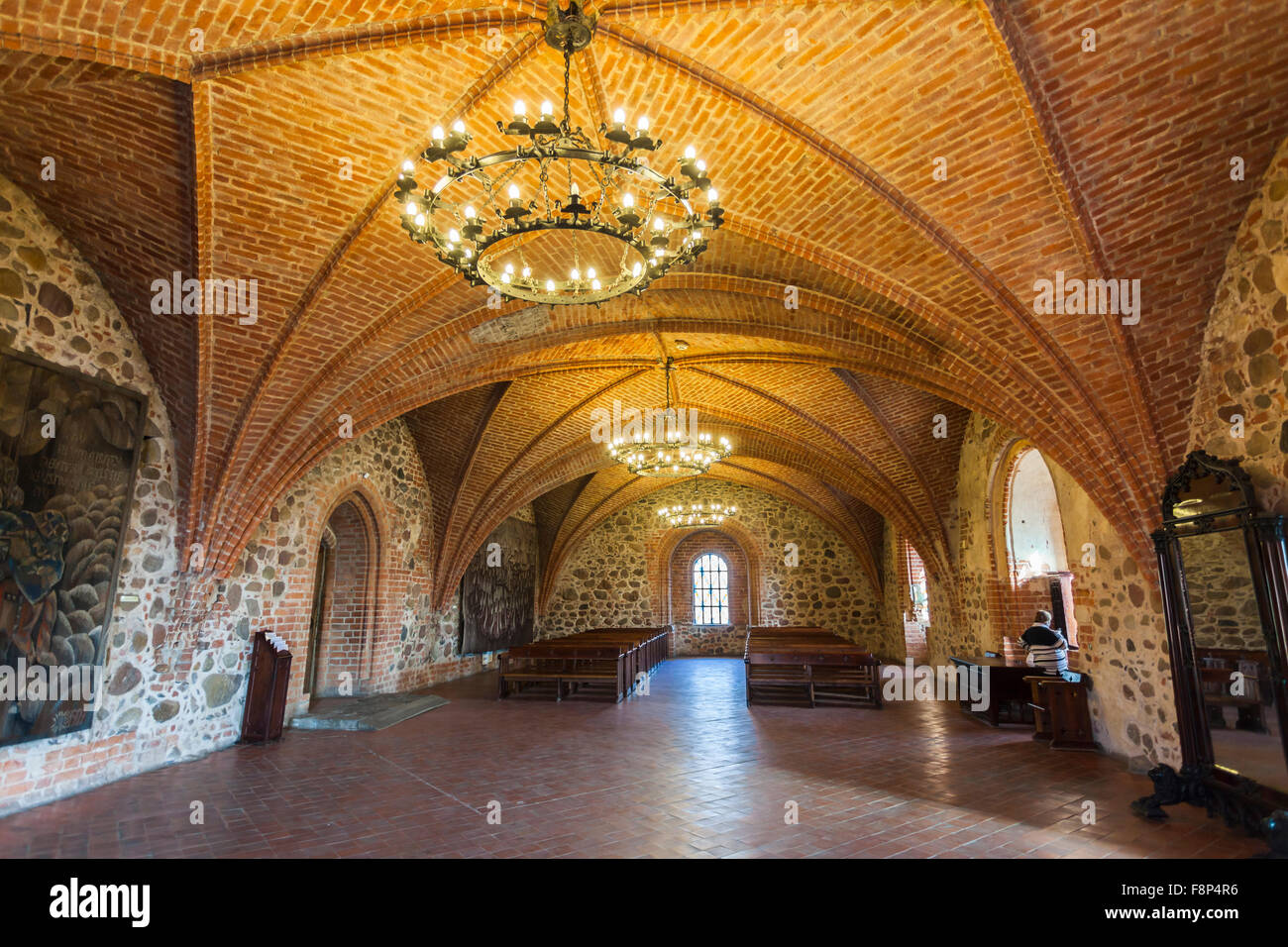 Plafond voûté en briques à l'intérieur du château de Trakai, du lac Galve, de Trakai, une ville historique et station balnéaire en Lituanie, en Europe de l'est Banque D'Images