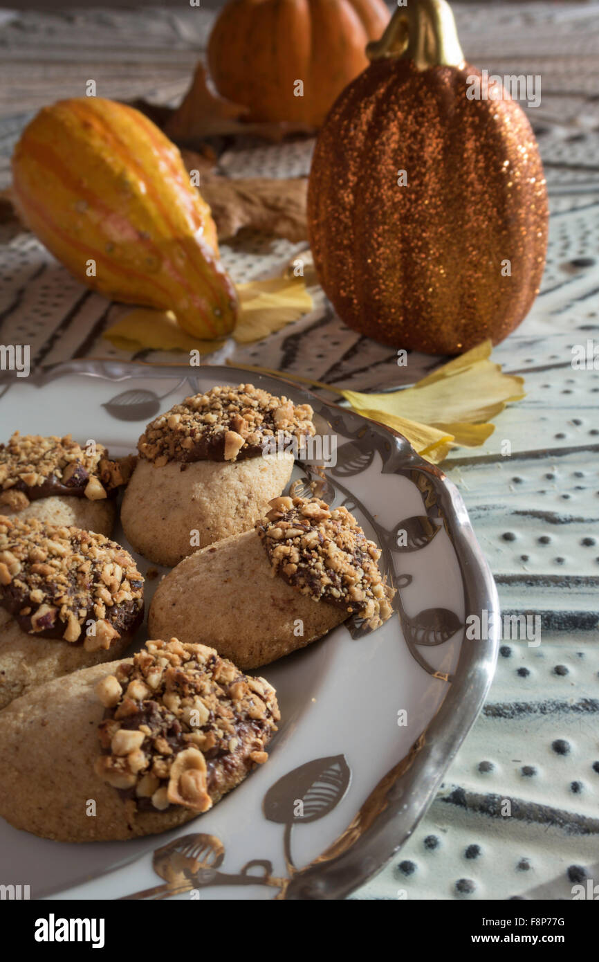 Assiette de cookies sur Table de vacances, USA Banque D'Images