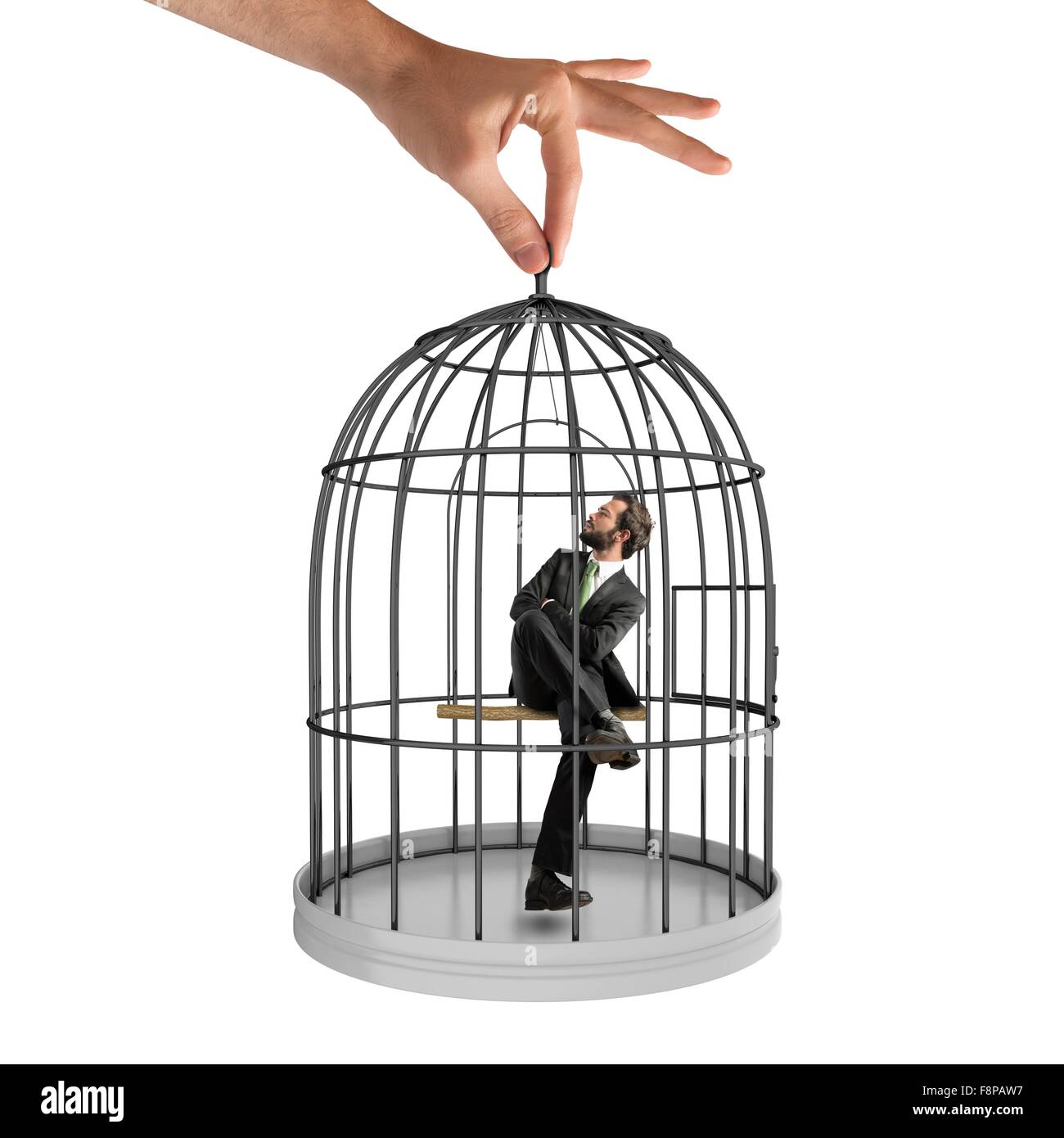 Homme en cage Banque D'Images