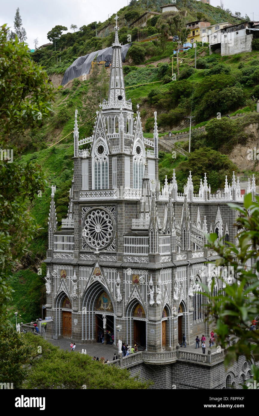 Las Lajas - église gothique en Colombie. Banque D'Images