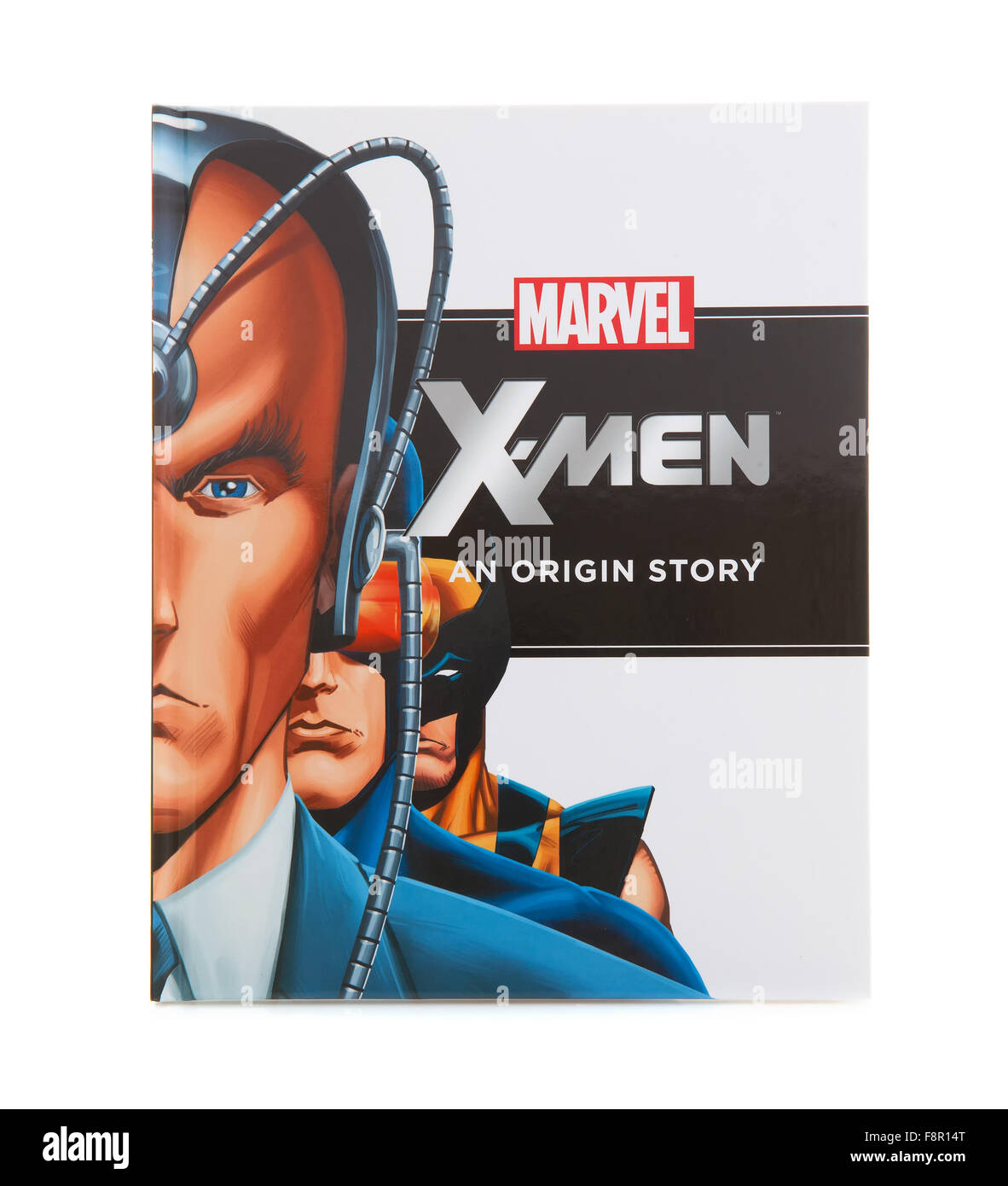 Livre MARVEL X-MEN Origine une histoire de super héros sur un fond blanc Banque D'Images