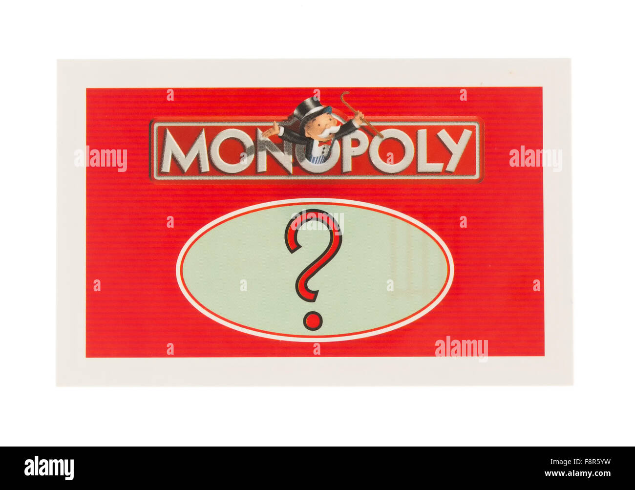 Edition anglais du monopole montrant une carte Chance, Le classique jeu d'échange de Parker Brothers Banque D'Images