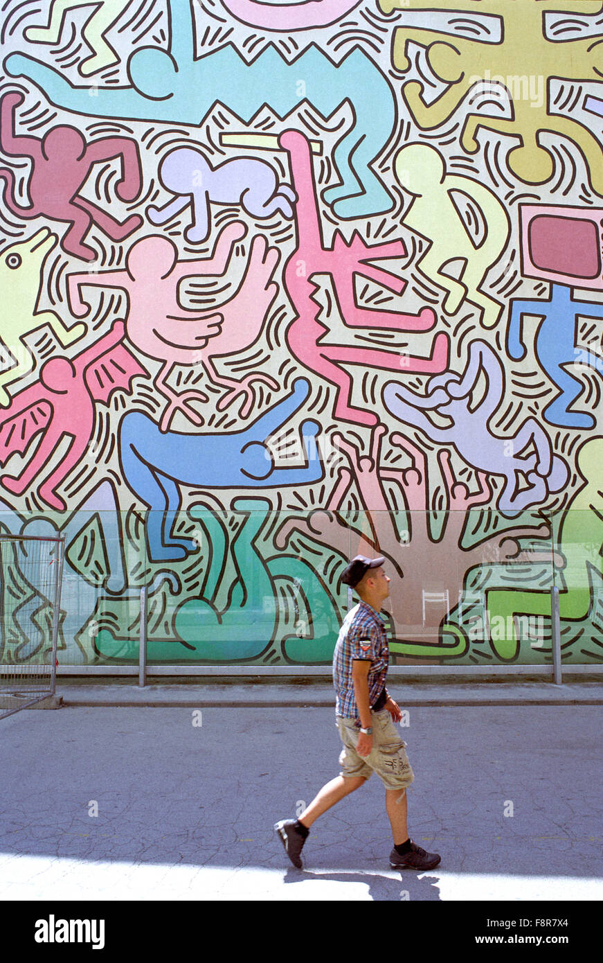 Italie, Toscane, Pise, Keith Haring Wall Painting Tuttomondo depuis 1989 Banque D'Images