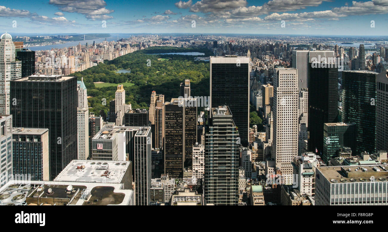 Vue aérienne de Manhattan et de Central Park, New York City, États-Unis Banque D'Images