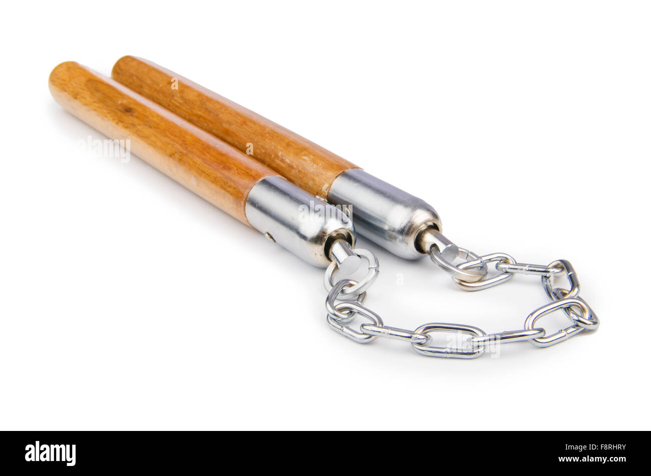 Arts martiaux nunchaku arme isolated on white Banque D'Images