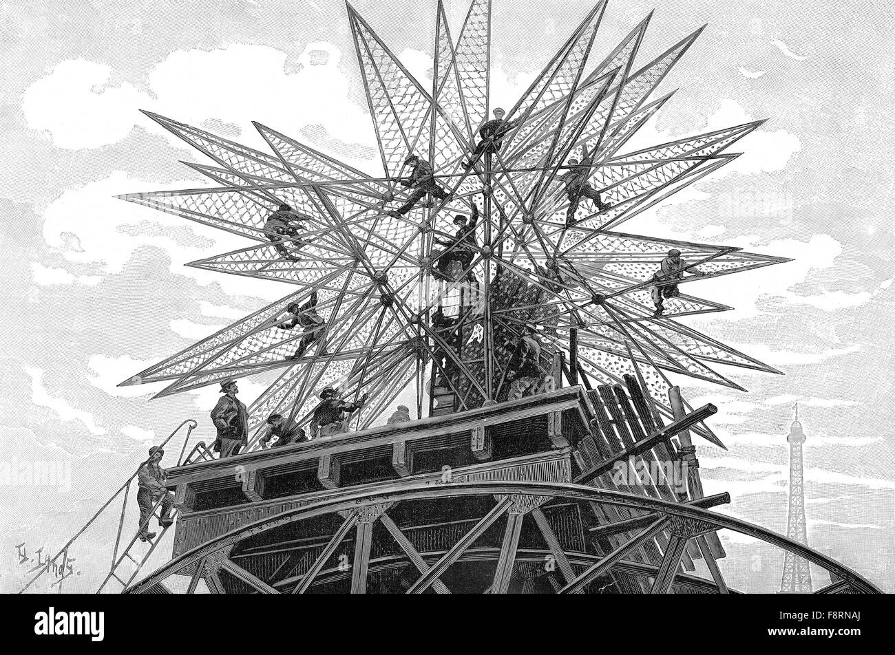 L'étoile de fer en haut du Palais de l'électricité, l'Exposition Universelle, 1900, Paris Banque D'Images
