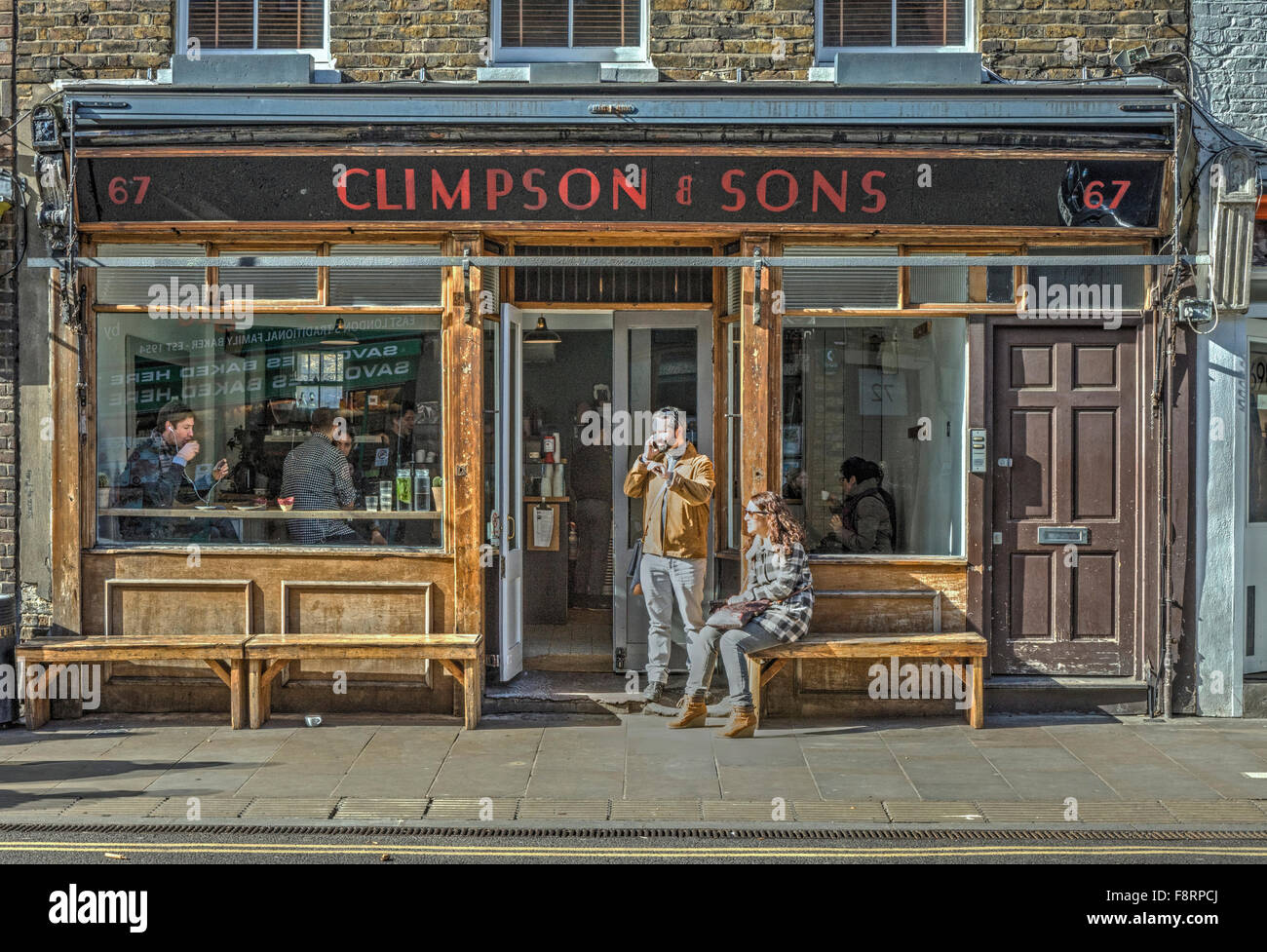 Climpson Coffee Shop, café marché Broadway Culture Hackney Banque D'Images