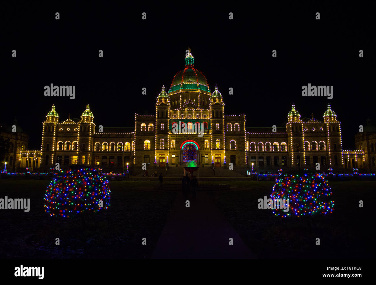 Édifices du Parlement Victoria BC dans la nuit Banque D'Images