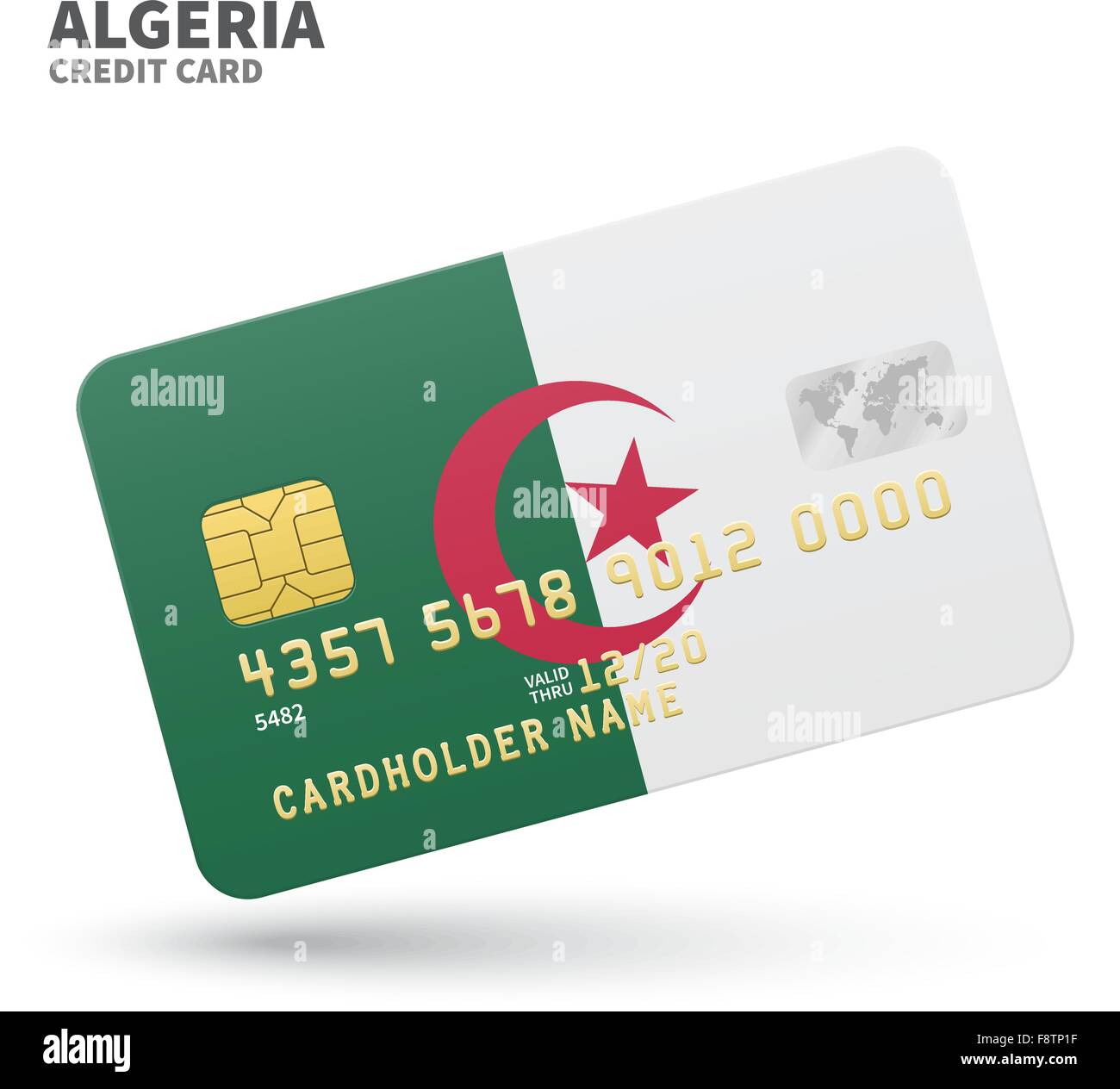 Carte de crédit avec le drapeau de l'Algérie pour l'arrière-plan, la banque  d'affaires et des présentations. Isolated on white Image Vectorielle Stock  - Alamy
