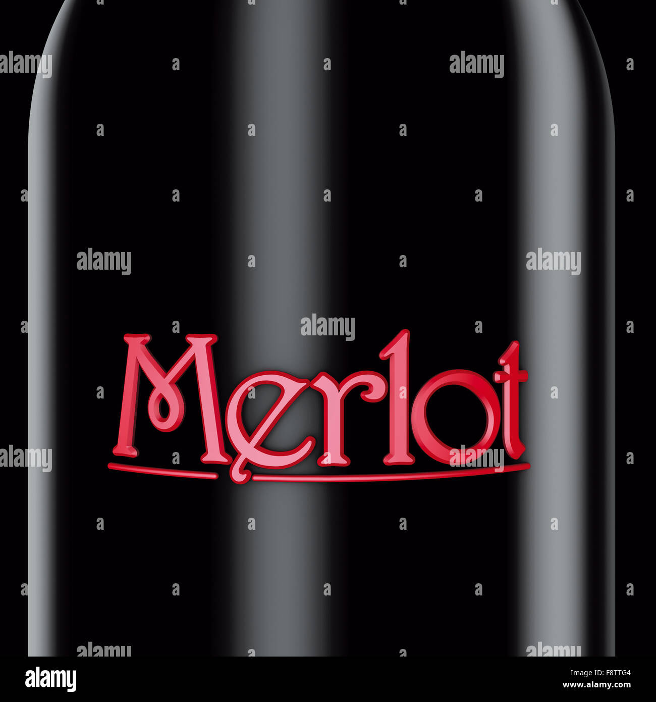 Merlot bouteille noire Banque D'Images