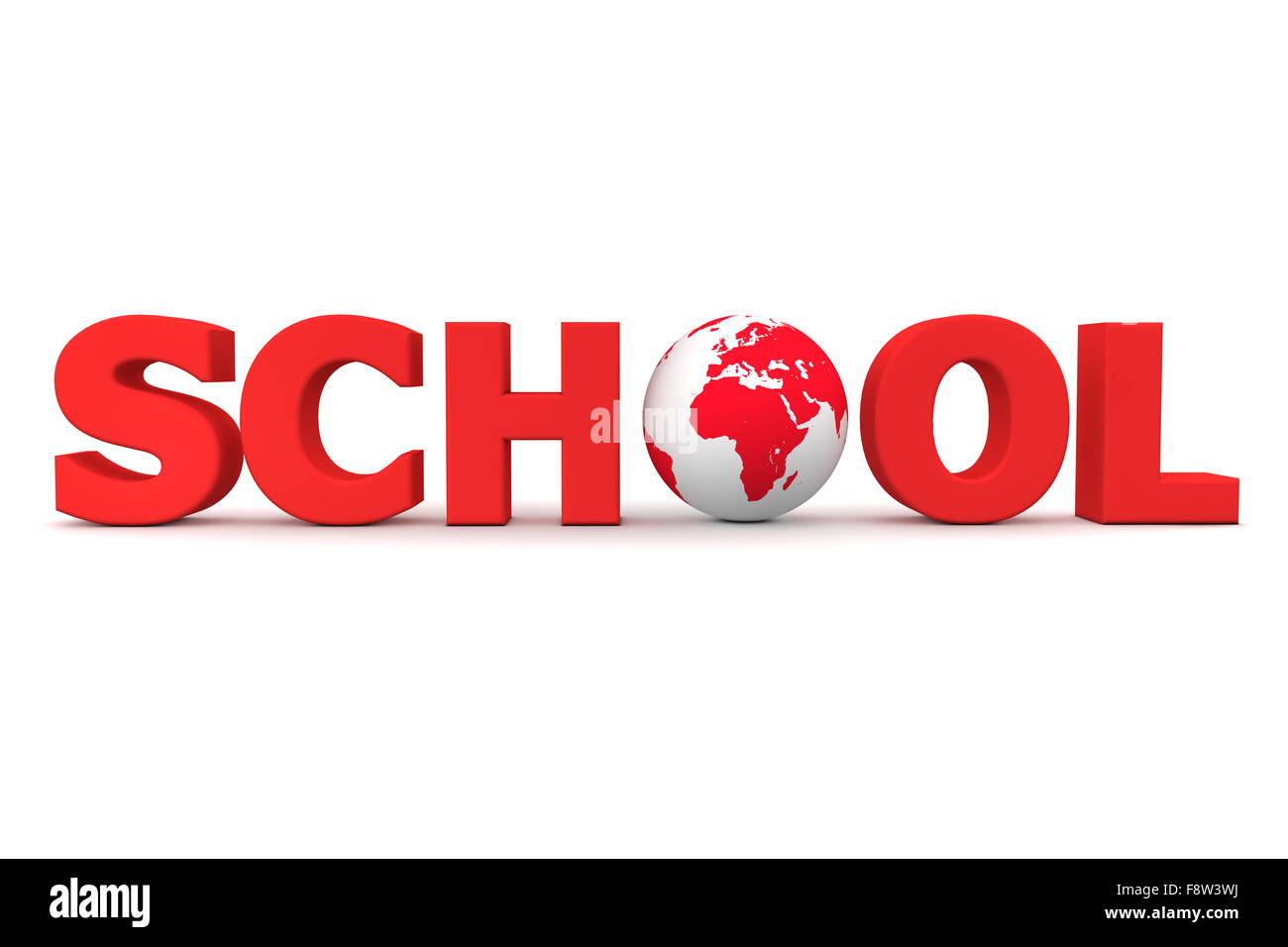 L'École mondiale en rouge - Un Globe Banque D'Images