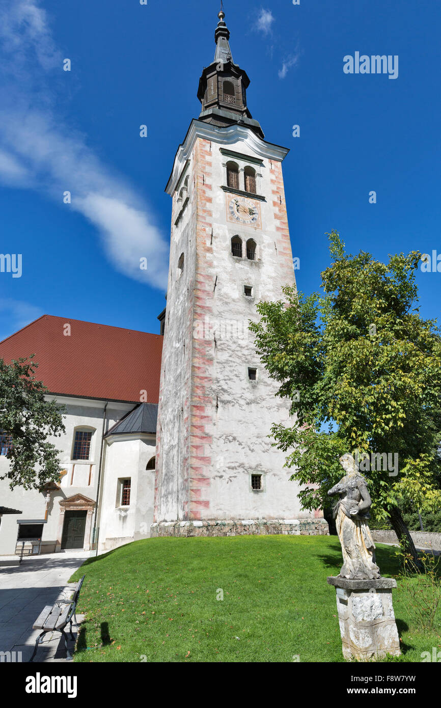 Église de l'assomption de Marie sur l'île de lac de Bled en Slovénie Banque D'Images