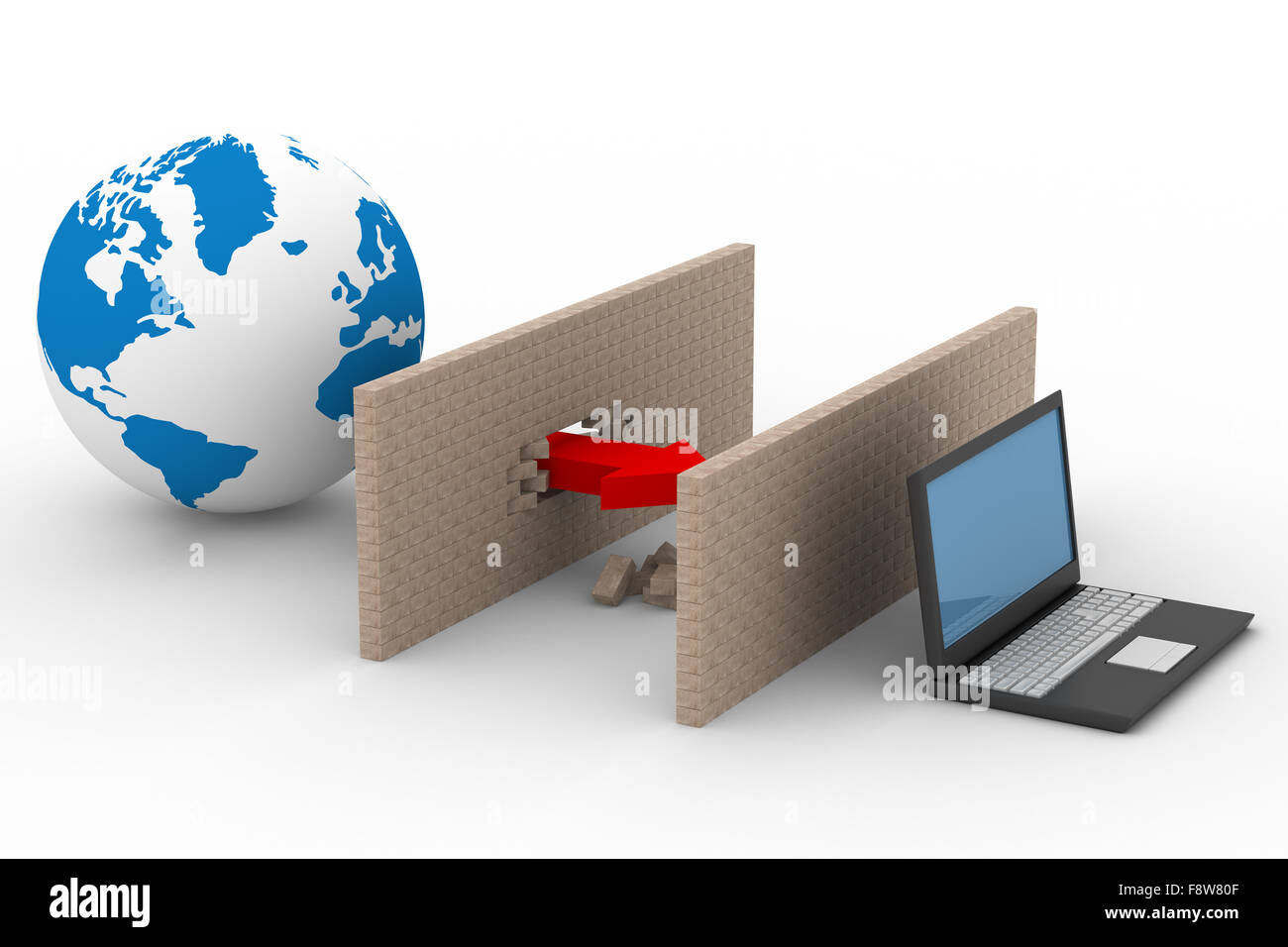 Réseau mondial de protection de l'Internet. Image 3D. Banque D'Images