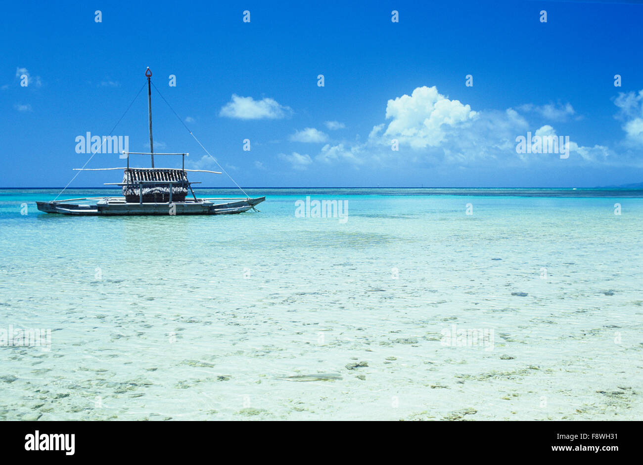 Îles Fidji, Wakaya Wakaya Island, club de voile, canoe à amarre Banque D'Images