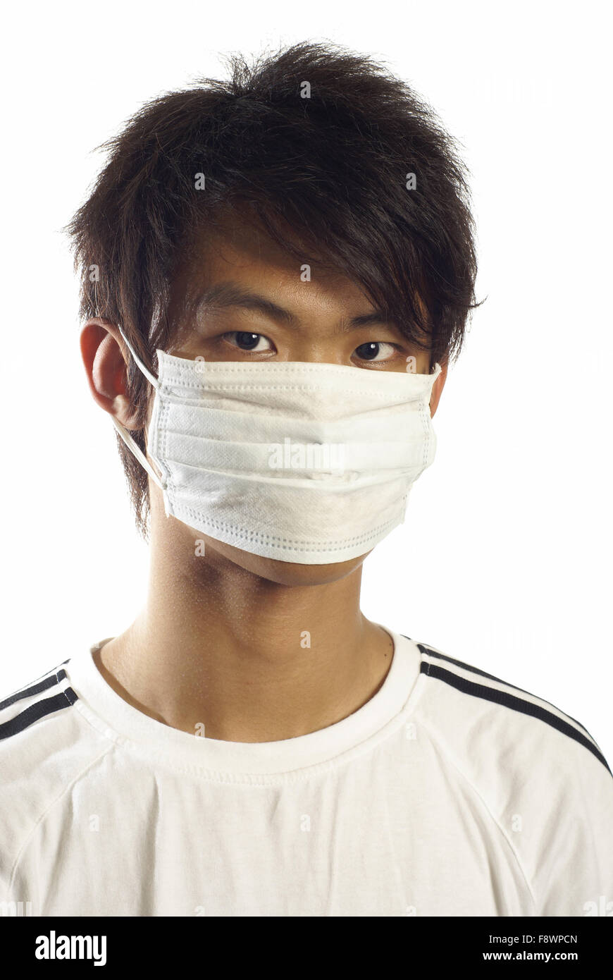 L'homme asiatique avec portrait masque médical Banque D'Images