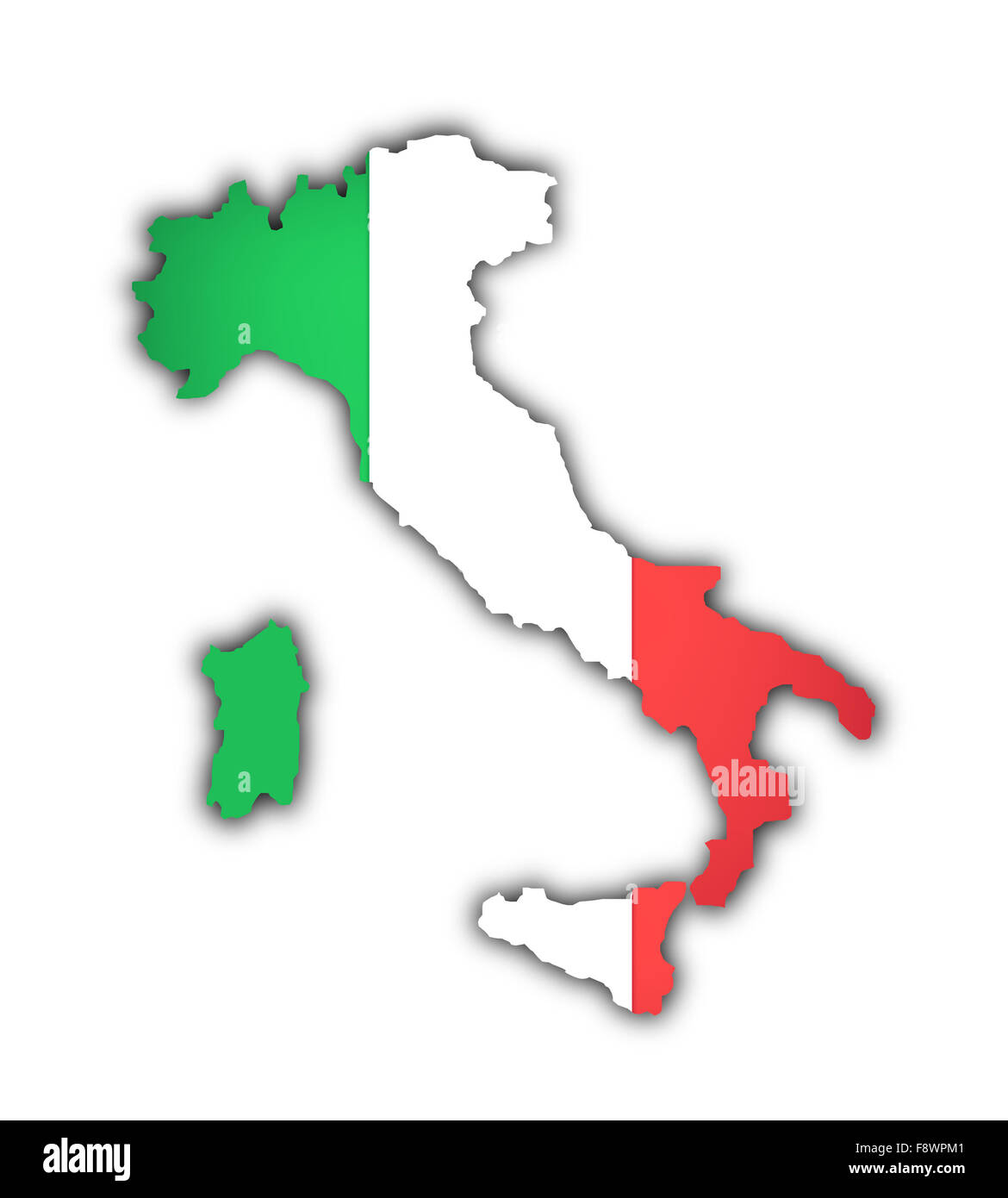 D'un drapeau et d'une carte de l'italie Banque D'Images