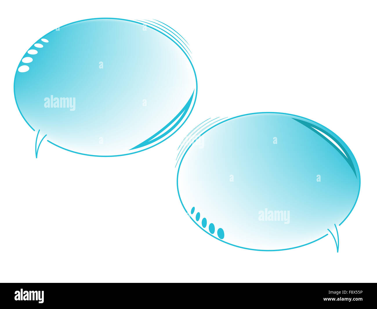 Bulles de texte bleu isolated on white Banque D'Images